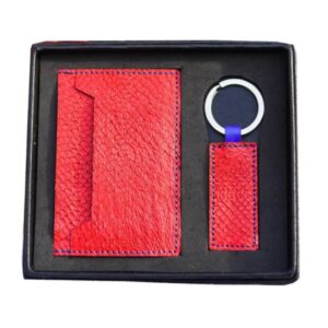 Coffret Set porte cartes et porte clés artisanal en cuir ou similicuir marocain personnalisable cadeau artisanal maroc 2