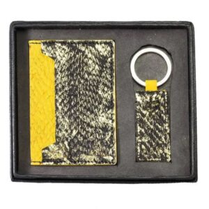 Coffret Set porte cartes et porte clés artisanal en cuir ou similicuir marocain personnalisable cadeau artisanal maroc 2