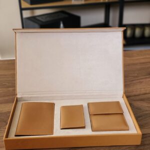 Coffret de Cuir Véritable - Carnet, Portefeuille et Étui à Cartes