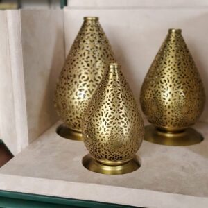 coffret de luminaires en cuivre cisele decoration marocaine traditionnelle