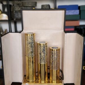 coffret de luminaires en metal dore decoration marocaine traditionnelle