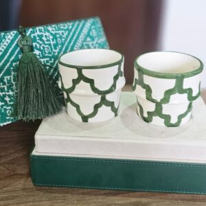 Coffret de Verres à Thé en Céramique Artisanale Marocaine
