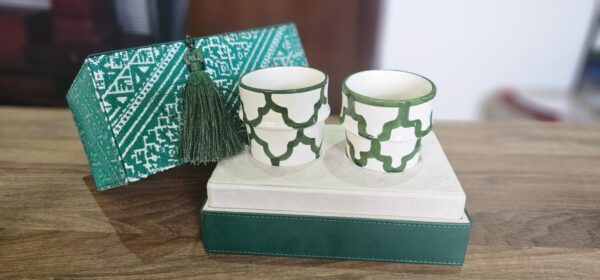 Coffret de Verres à Thé en Céramique Artisanale Marocaine