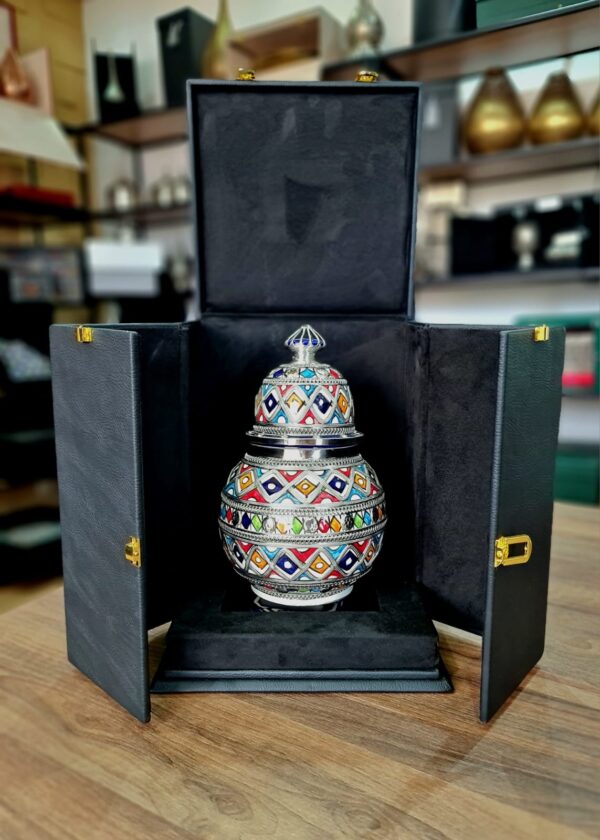 Vase Artisanal Marocain en Céramique Émaillée - Élégance Multicolore et Cadeau d'Exception